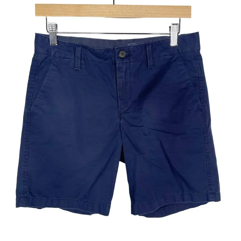 Gap Womens 2 Indigo Blue Girlfriend Roll Shorts Chino Cotton Flat Front Casual